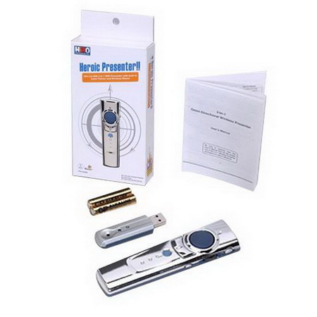 HiRO 3 in 1 2.4GHz WiFi Chrome finished Presenter with Laser Pointer and Wireless Mouse