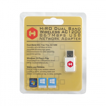 HiRO H50354 Dual Band 802.11ac 11ac AC1200 5G 5GHz 867Mbps Wireless WiFi WLAN USB Network Adapter Windows 11 10 plug n play no driver installation needed