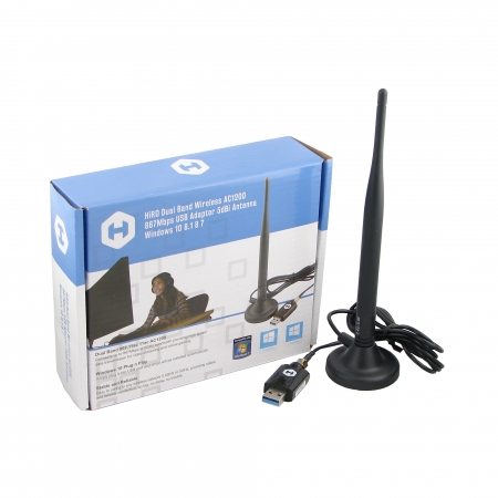 HiRO H50355 Dual Band 802.11ac 11ac AC1200 5G 5GHz 867Mbps Wireless WiFi WLAN USB Network Adapter 5dBi Omnidirectional antenna 5ft Shielded RG-174 Cable RP-SMA connector Windows 11 10 8.1 8 7
