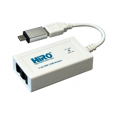HiRO H50364 V92 56K External USB USB-C Type-C Type C Data Fax Dial-Up Internet Modem Dual Port Built-in Buzzer Truly Plug n Play Driverless Installation Built-in Driver Windows Fax and Scan 11 10 8.1