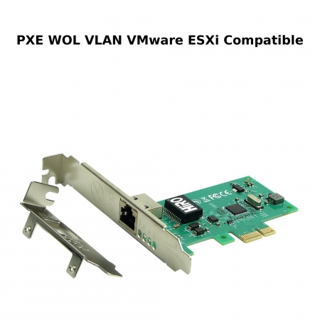 HiRO H50370 Intel® 82574L PCIe PCI Express PCI-E x1 Gigabit Ethernet Network Adapter PXE WOL VLAN VMware ESXi Windows 11 10 plug n play no driver installation needed Windows 8.1 8 7 Compatible
